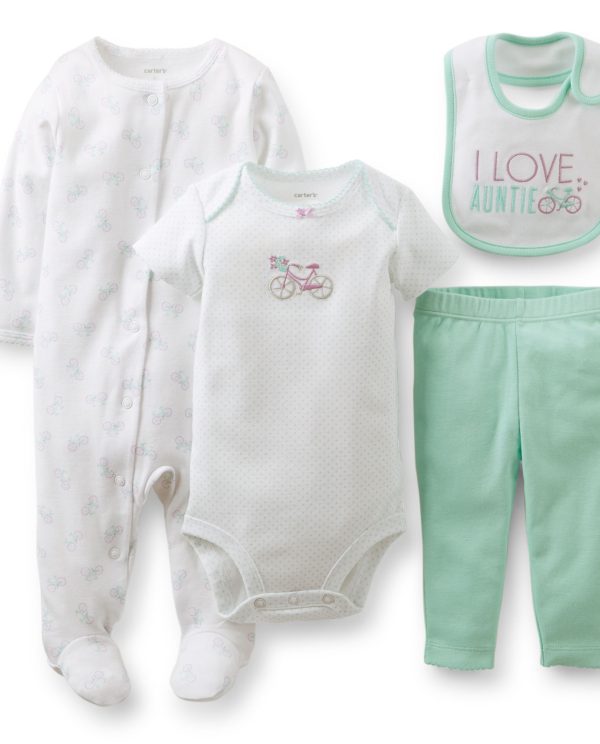 Mint Pantolonlu Önlüklü Bebek Seti