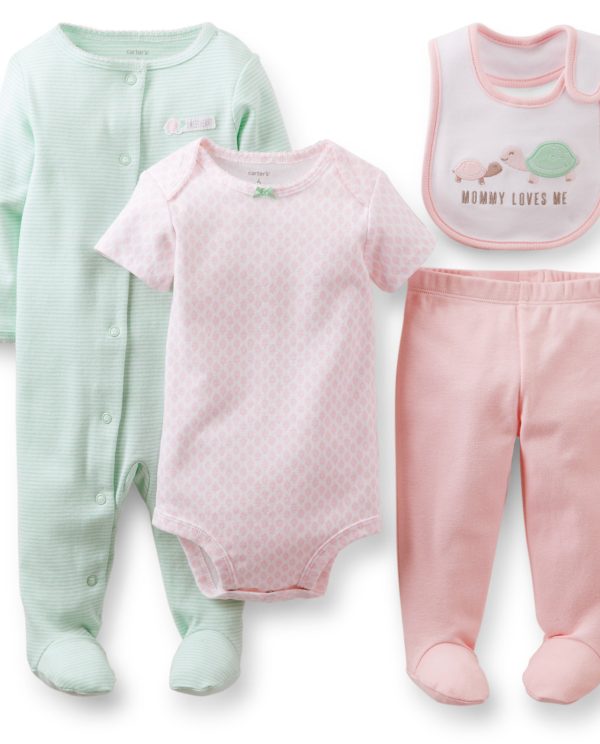 Pembe Mint Önlüklü Bebek Seti