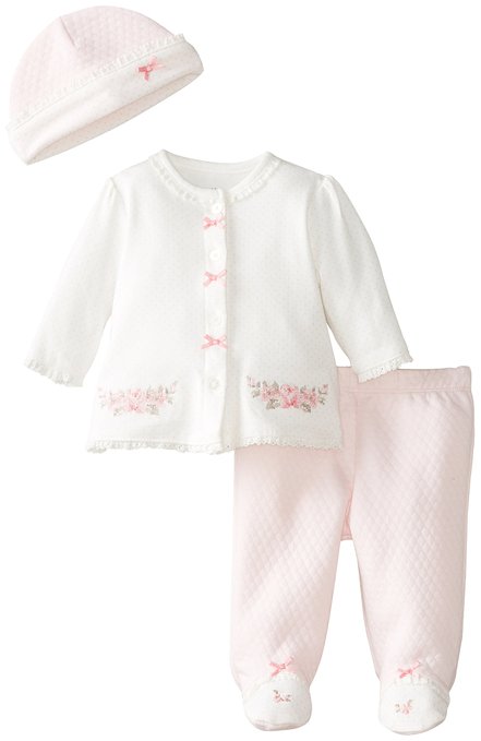 Pembe Beyaz Şapkalı Bebek Takımı