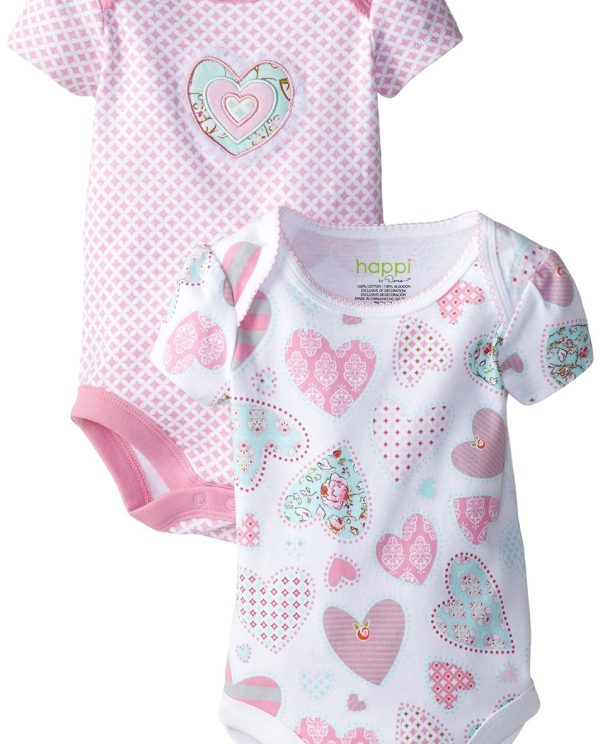 Pembe Kalp Desenli İkili Body
