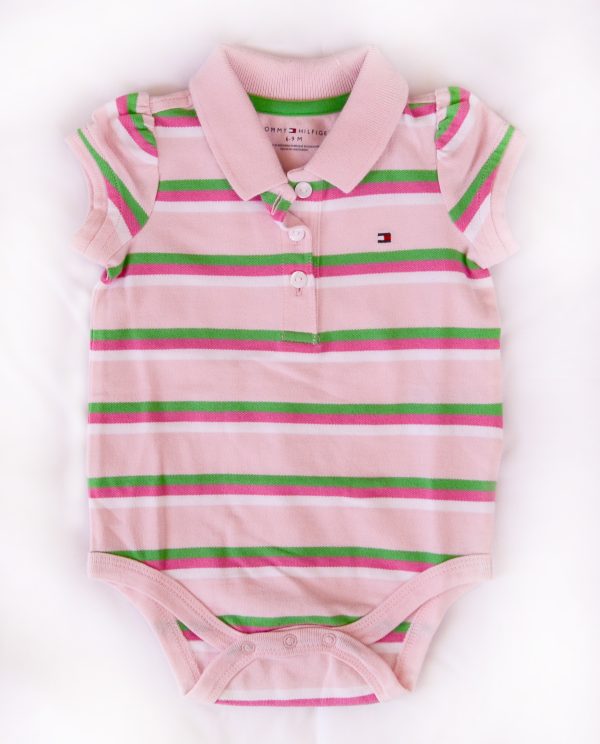 Pembe Yeşil Çizgili Polo Body