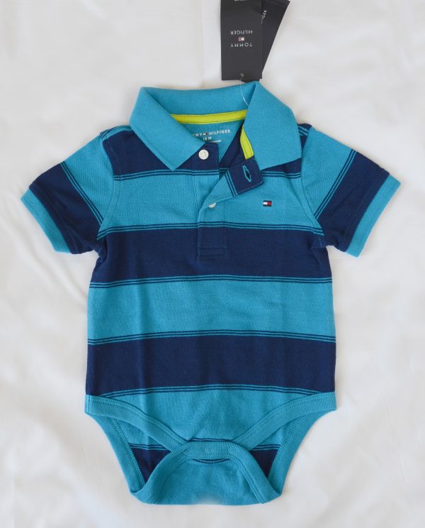 Mavi Lacivert Çizgili Polo Body