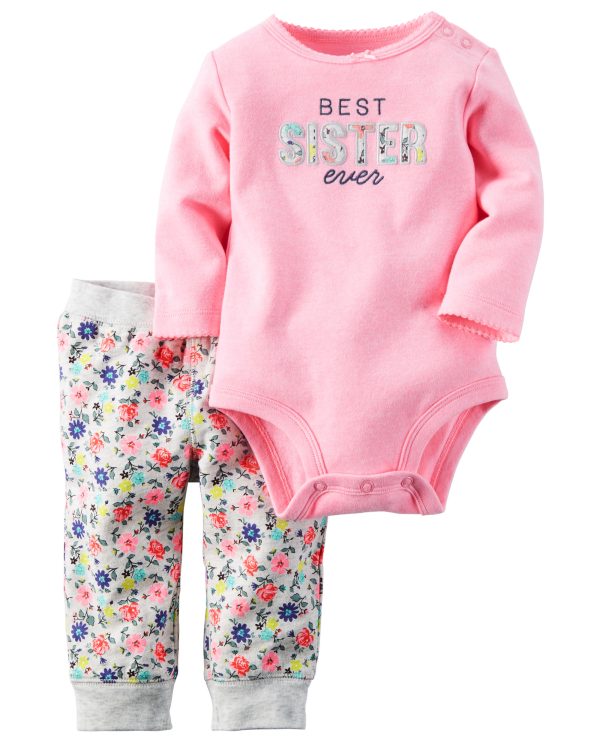 Pembe Yazılı Body ve Çiçekli Pantolon