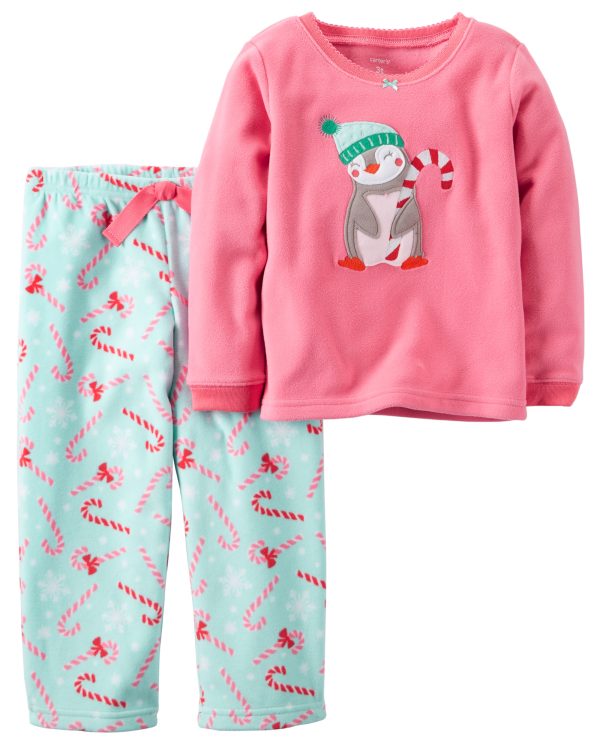 Pembe Kış Baskılı Üst ve Mint Pantolon
