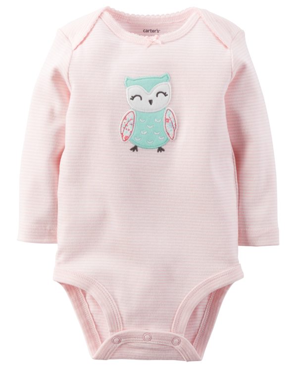 Pembe Baykuş Baskılı Uzun Kollu Body