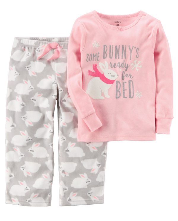 Pembe Tavşan Baskılı Pijama Takımı